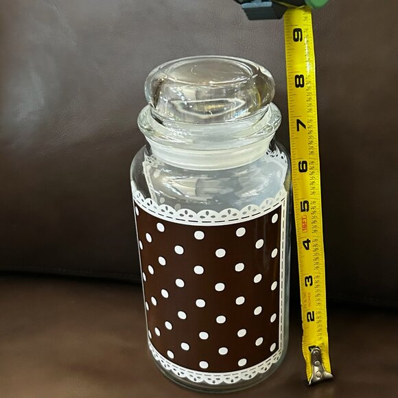 Vintage Anchor Hocking Glass Jars Containers Polka Dots & Lace Set of 3 - Picture 6 of 14